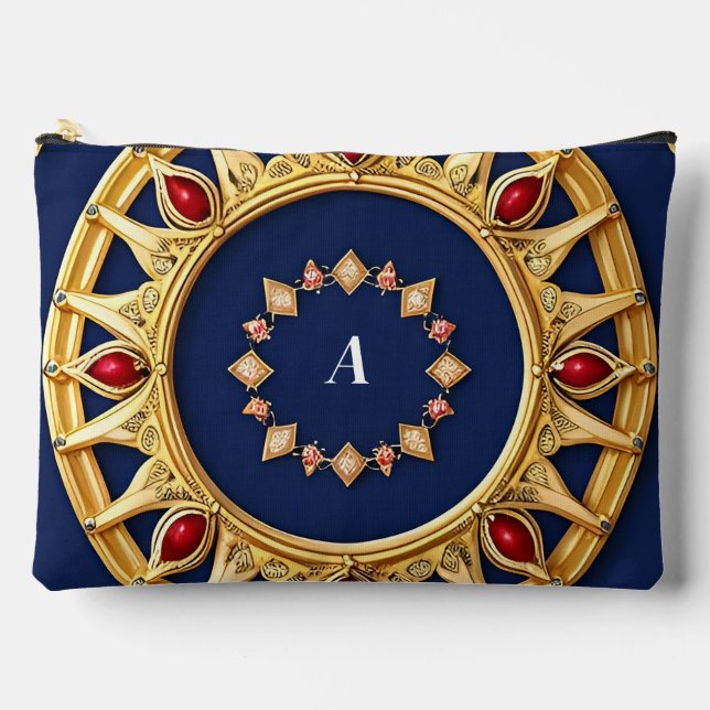 Gold-Ornamented Circular Design Accessory Pouch (Front)