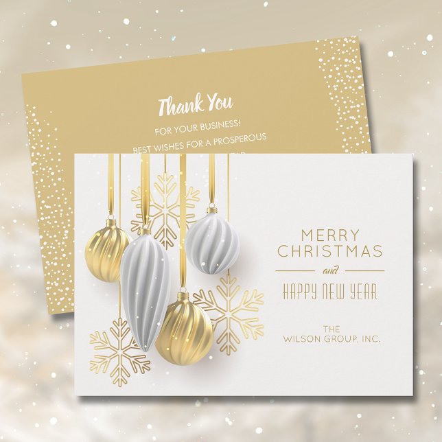 Gold Ornaments Business Thank You Christmas  Holiday Card (Creator Uploaded)