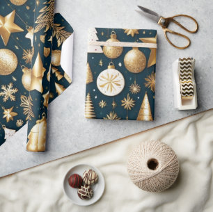 Gold ornaments in black colour decor Wrapping Pape Paper