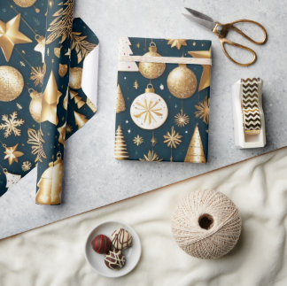 Gold ornaments in black colour decor Wrapping Pape Paper