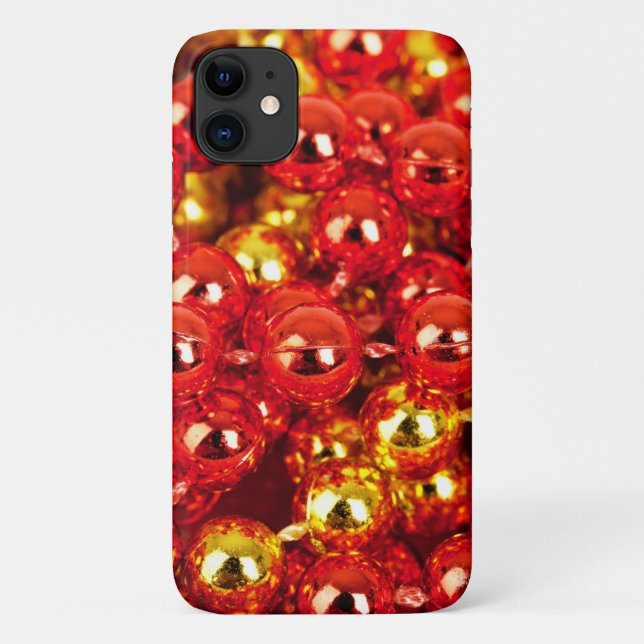 Gold Ornaments, Red Ornaments, Christmas, Glitter Case-Mate iPhone Case (Back)
