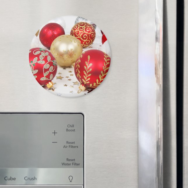 Gold Ornaments, Red Ornaments, Christmas, Glitter Magnet (In Situ (Fridge))