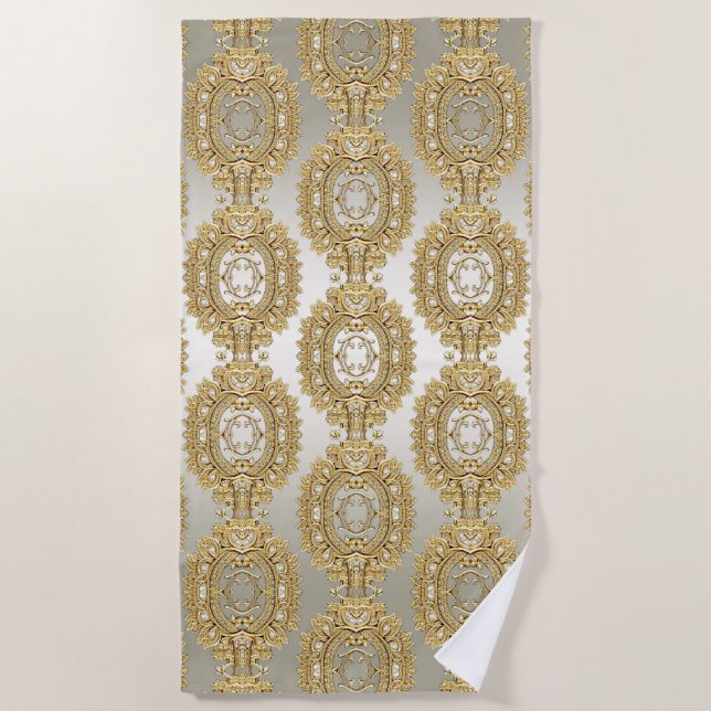 Gold Ornate Beach Towel (Front)