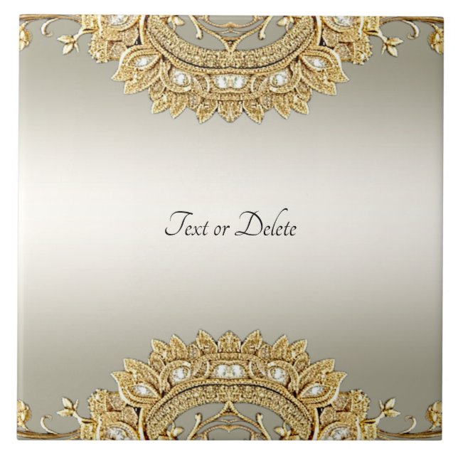 Gold Ornate Ceramic Tile (Front)