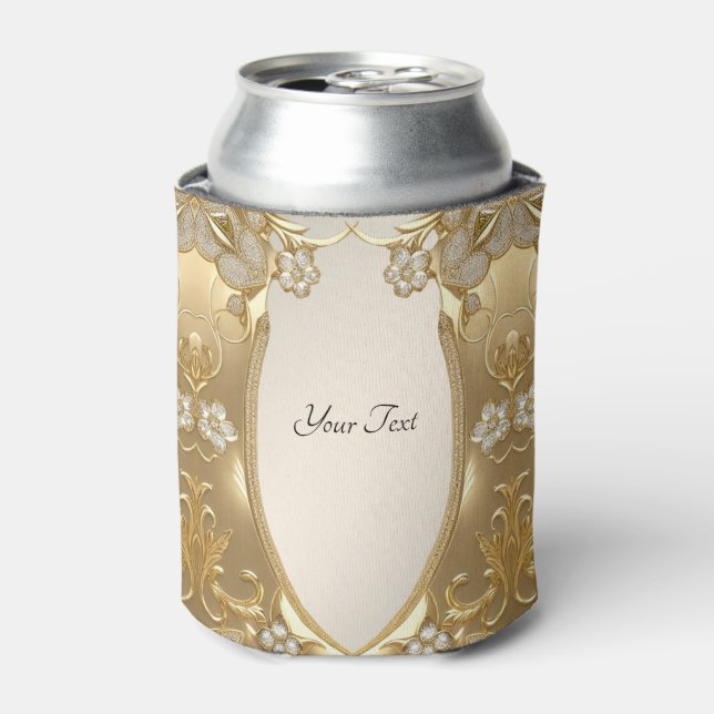 Gold Ornate Floral Can Cooler (Can Front)