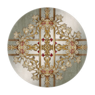 Gold Ornate Floral Cutting Board