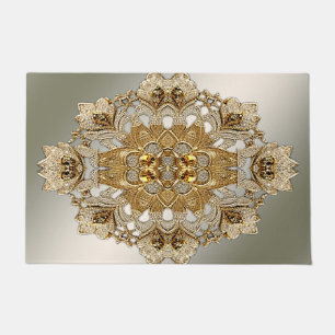 Gold Ornate Floral Doormat