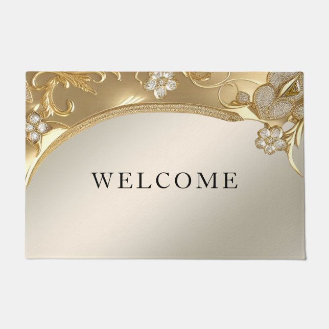 Gold Ornate Floral Doormat (Front)