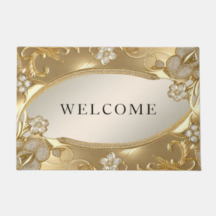 Gold Ornate Floral Doormat