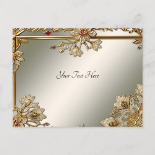 Gold Ornate Floral Frame Postcard