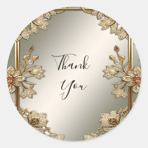 Gold Ornate Floral Frame Sticker