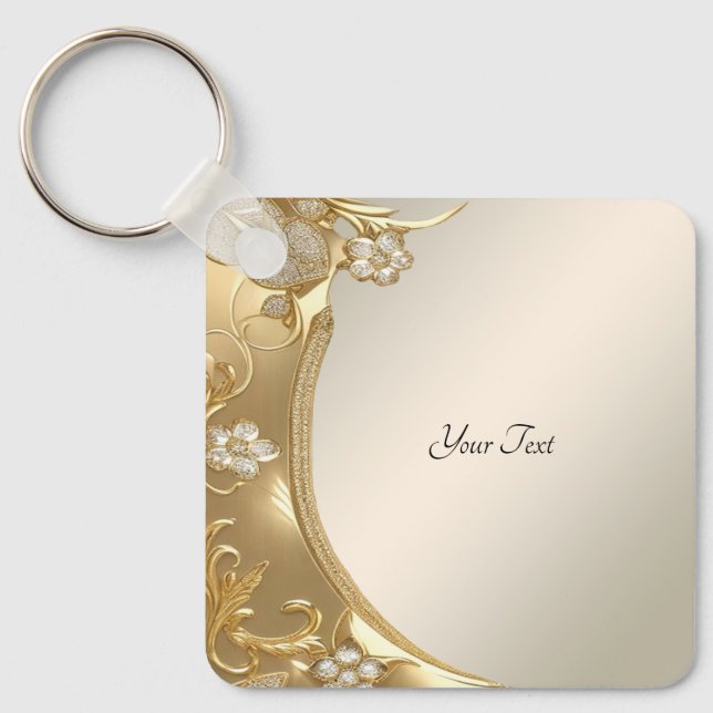 Gold Ornate Floral Keychain (Front)