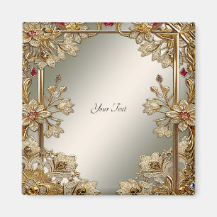 Gold Ornate Floral Magnet