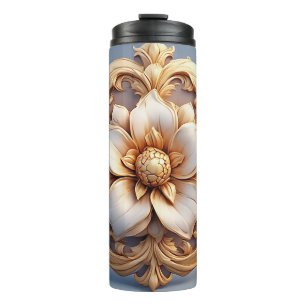 Gold Ornate Floral Medallion Design Thermal Tumbler