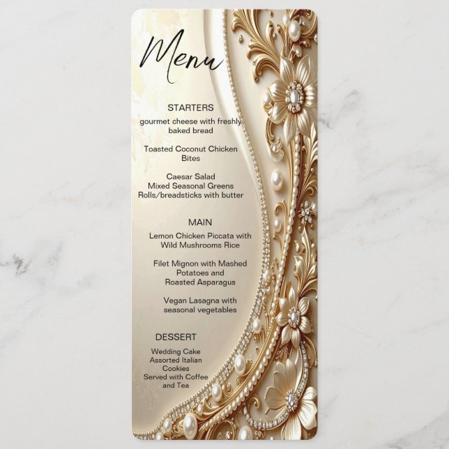 Gold Ornate Floral Menu (Front)