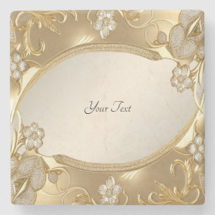 Gold Ornate Floral Stone Coaster