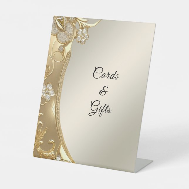 Gold Ornate Floral Tabletop Signs (Front)