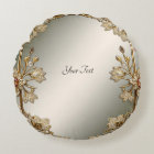 Gold Ornate Floral Throw Pillow