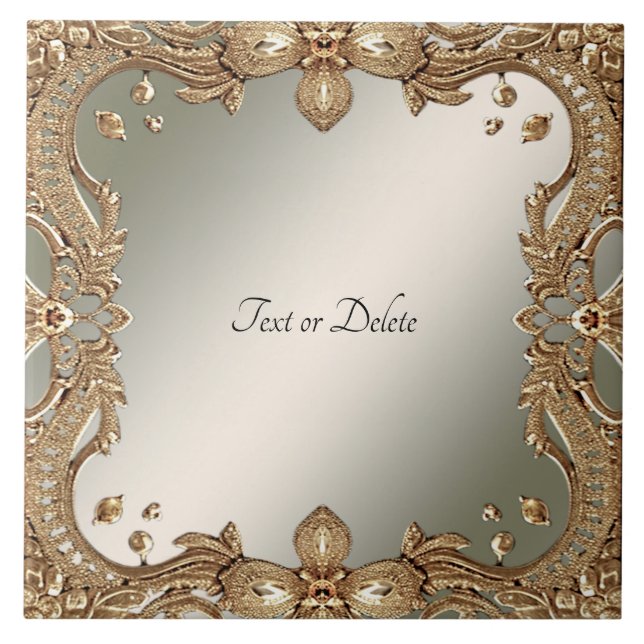 Gold Ornate Frame Ceramic Tile (Front)