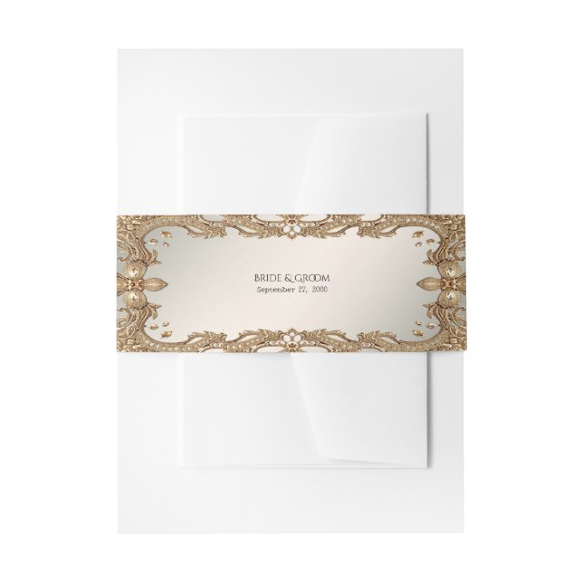 Gold Ornate Frame Invitation Belly Band (Front Example)