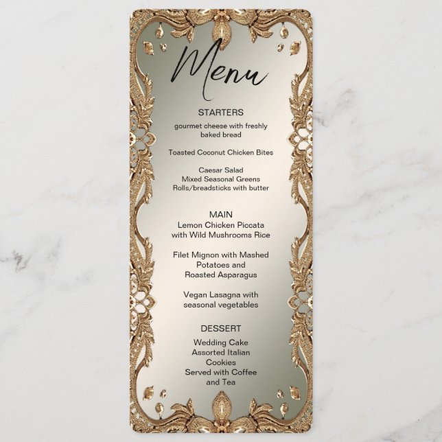 Gold Ornate Frame Menu (Front)