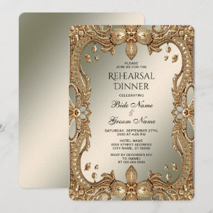 Gold Ornate Frame Rehearsal Dinner Invitation