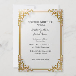 Gold Ornate Frame Wedding Invitation