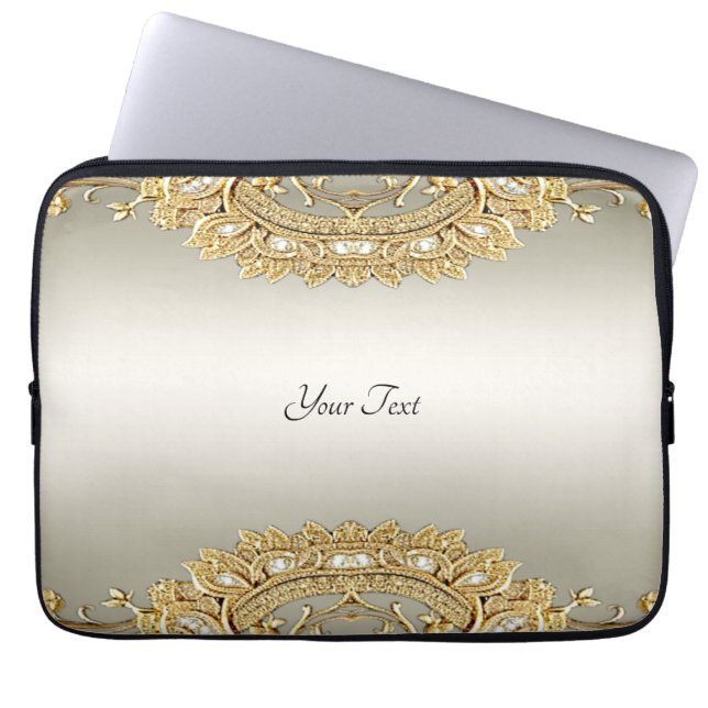 Gold Ornate Laptop Sleeve (Front)