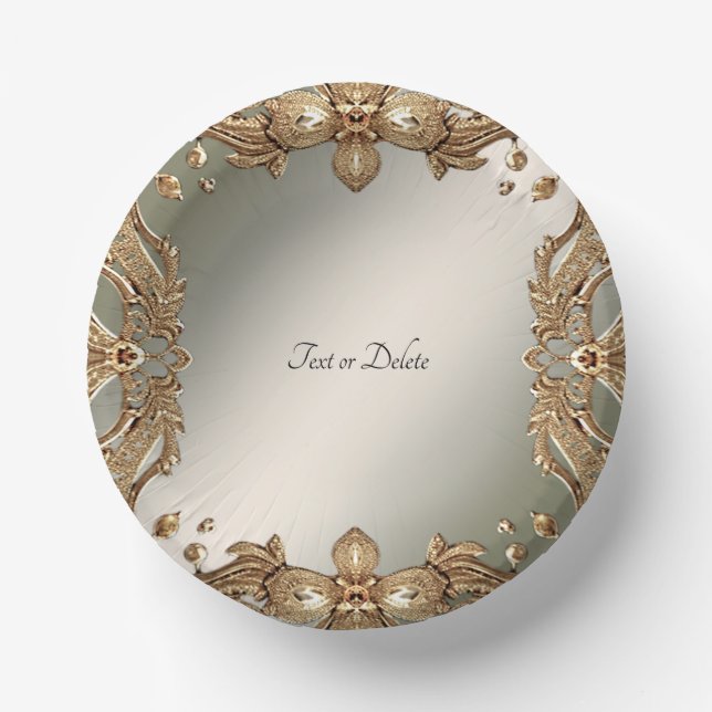 Gold Ornate Paper Bowls Plate (Front)