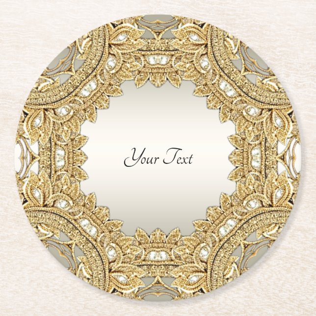 Gold Ornate Paper Coaster (Front)
