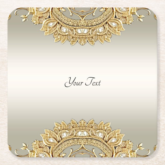 Gold Ornate Paper Coaster (Front)