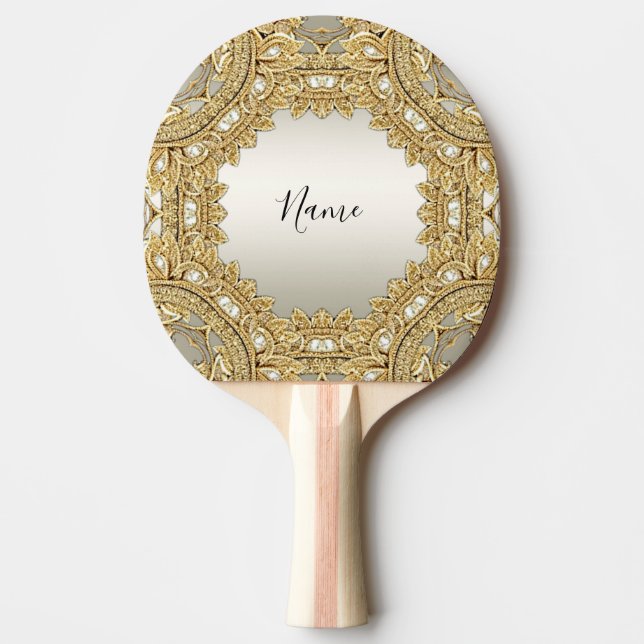 Gold Ornate Ping Pong Paddle (Front)
