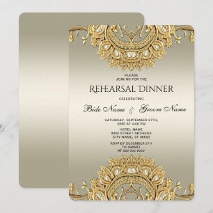Gold Ornate Rehearsal Dinner Invitation