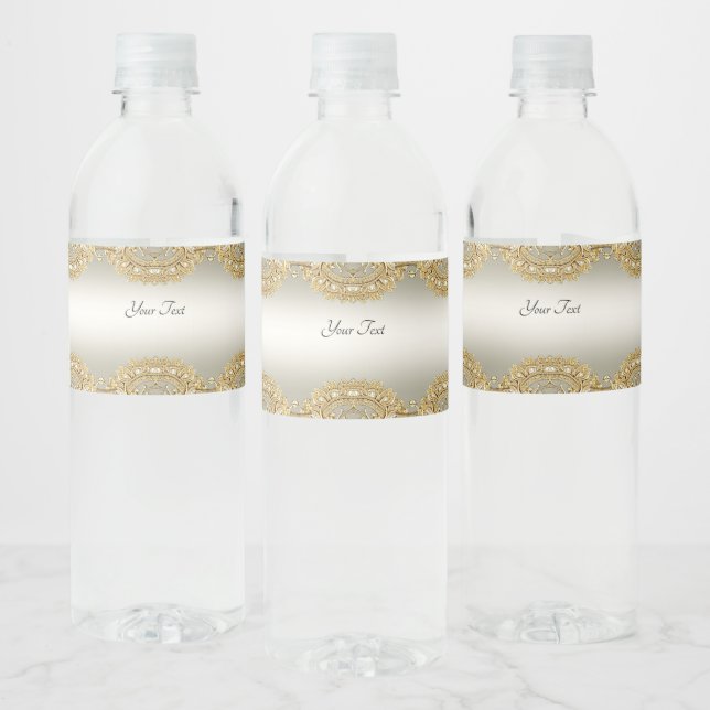 Gold Ornate Water Bottle Label (Bottles)