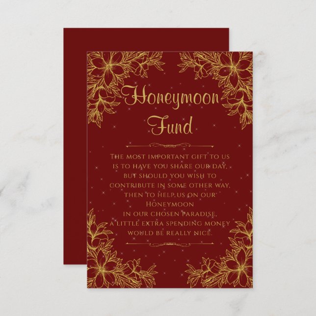 Gold Ornate Wedding Honeymoon Fund Enclosure Card (Front/Back)