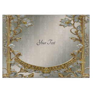 Gold Ornate White Floral Cutting Board