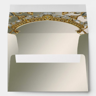 Gold Ornate White Floral Envelope