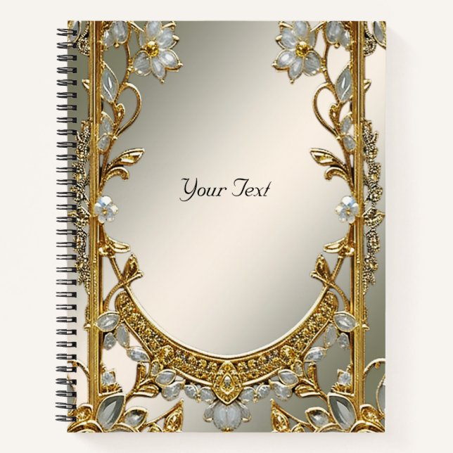 Gold Ornate White Floral Notebook (Front)