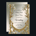 Gold Ornate White Floral Wedding Invitation<br><div class="desc">Beautiful Gold Ornate White Floral Wedding Invitation
Please choose your paper type preference. Paper Type Options:
Signature Matte Paper
Semi-Gloss Paper
Kraft Paper
Felt Ecru Paper
Linen Paper
Columned Paper
Laid Paper
Felt White Paper
Pearl Shimmer Paper
Champagne Shimmer Paper
Metallic Silver Paper</div>