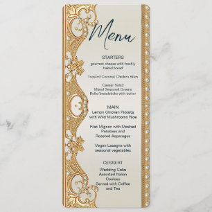 Gold Ornate White Pearls Menu