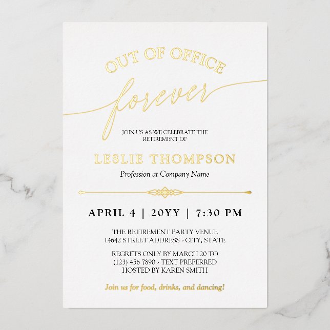 Gold Out of Office Forever Retirement Party (Front)