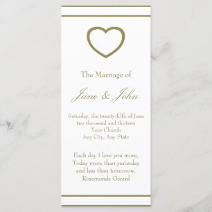 Gold Outline Heart Set Wedding Program