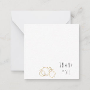 Gold Outlined Pomegranate Thank You Monogram Blank Card