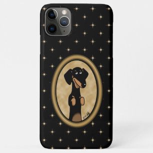 Gold Oval Dachshund Cartoon Portrait (black & tan) iPhone 11 Pro Max Case