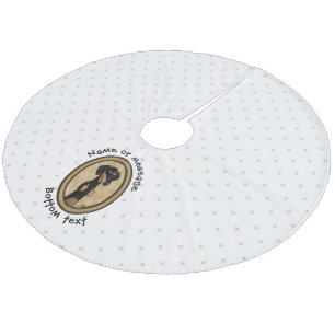 Gold Oval Dachshund Cartoon Portrait (black & tan) Fleece Tree Skirt