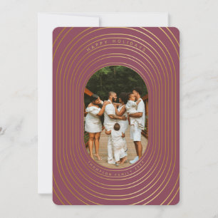 Gold Oval Frame Custom Photo Family Christmas Card