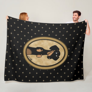 Gold Oval Frame Dachshund Portrait (black & tan) Fleece Blanket