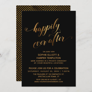 Gold over Black Happily Ever After Post Wedding Invitation
