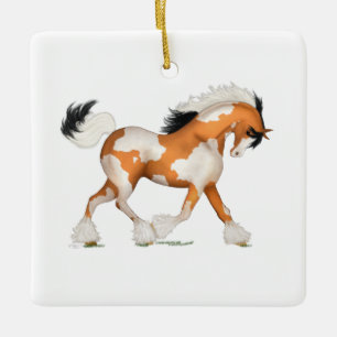 Gold Overo Gypsy Horse Pony Personalised Christmas Ceramic Ornament