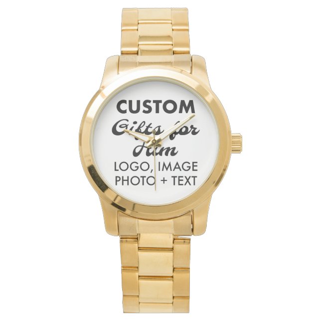Gold Oversized Steel Watch Custom Gifts for Him (Front)